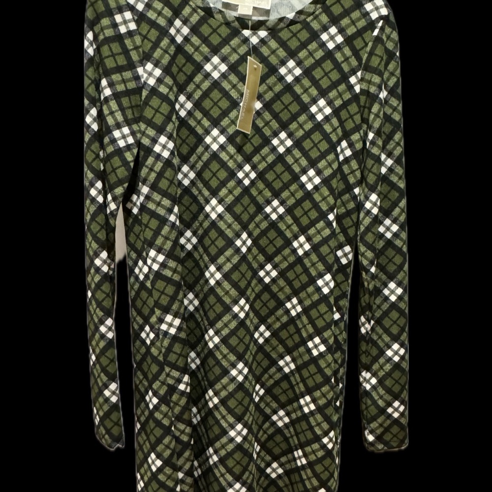 MICHAEL Michael Kors Green Plaid Long Sleeve Dress